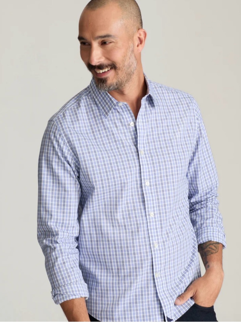 UNTUCKit Men's Checkered Slim- Fit Dress Shirt